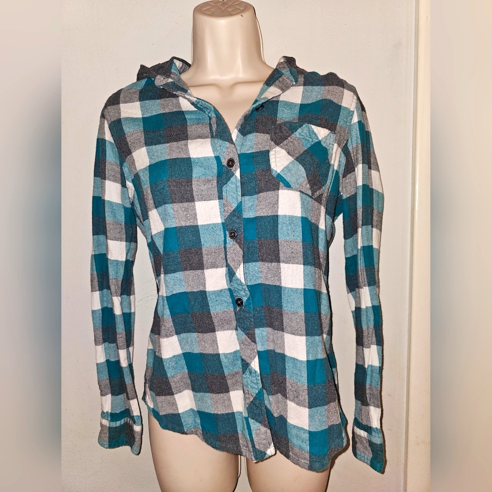 Womens Empire paid hooded button up